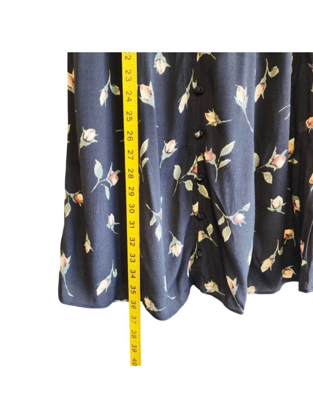 Paige Floral Print Midi Casual Dress Ruched Sleeves V-Neckline Navy Size XS  New - Picture 5 of 12